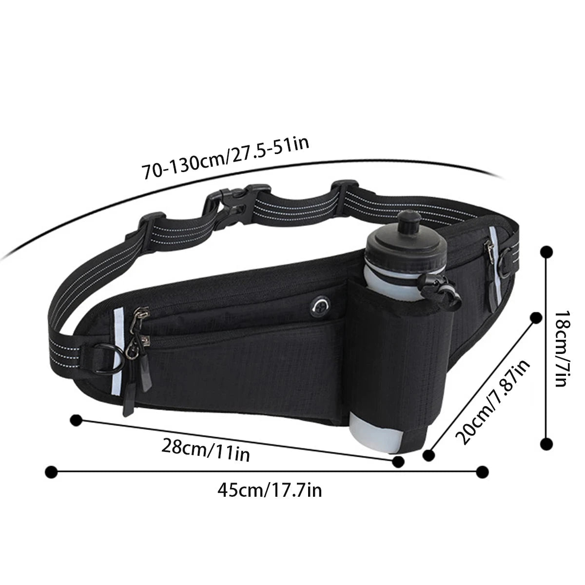 Waterproof Hydration Running Belt with Bottle Holder - Adjustable Waist Pack for Hiking, Cycling, Gym GlowCart