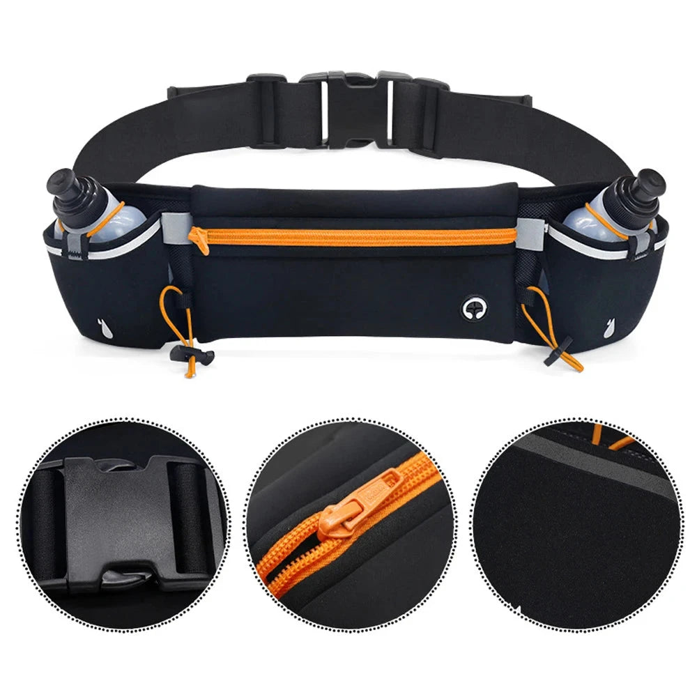 1PCS Running Belt with Water Bottles, Hydration Belt, Water Bottle Holder Running Pouch Belt, Waist Pack for Hiking Climbing GlowCart