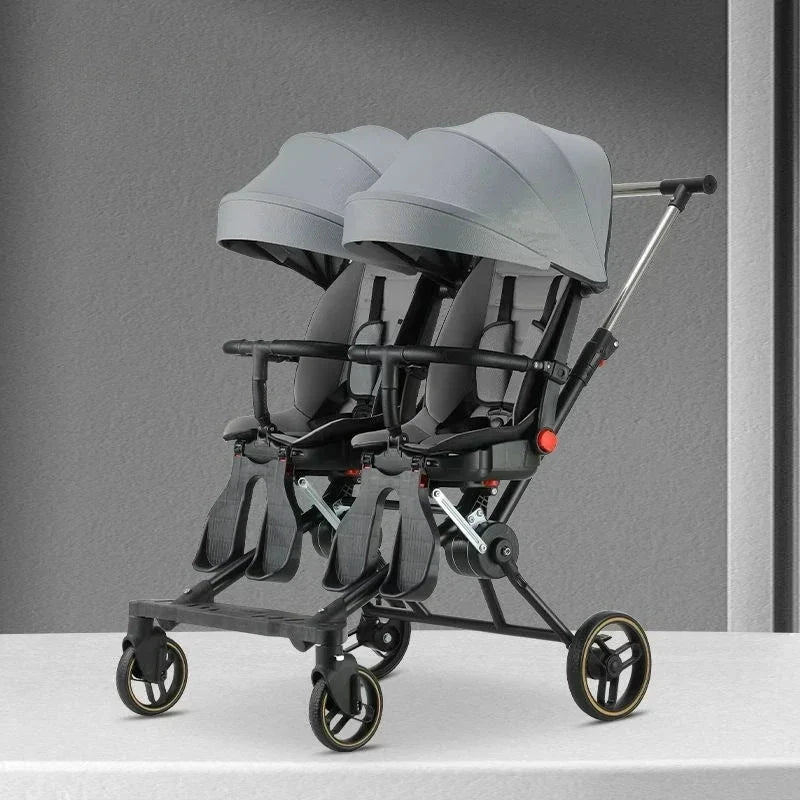 Twin strollers for two children Two seats Lightweight folding stroller Multifunctional stroller can sit and lie down GlowCart