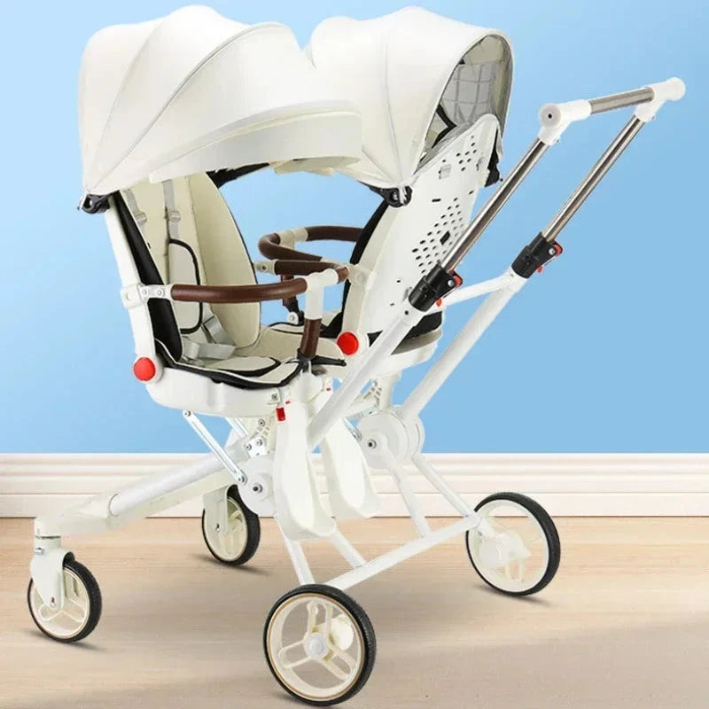 Twin strollers for two children Two seats Lightweight folding stroller Multifunctional stroller can sit and lie down GlowCart