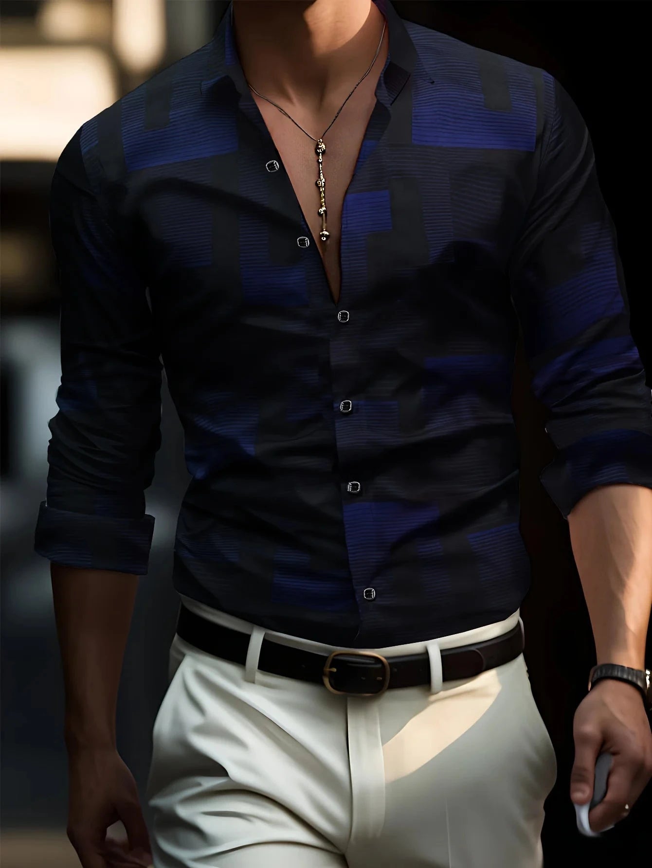 Men's Shirts 3D Print Modern Geometric Long Sleeve shirts GlowCart