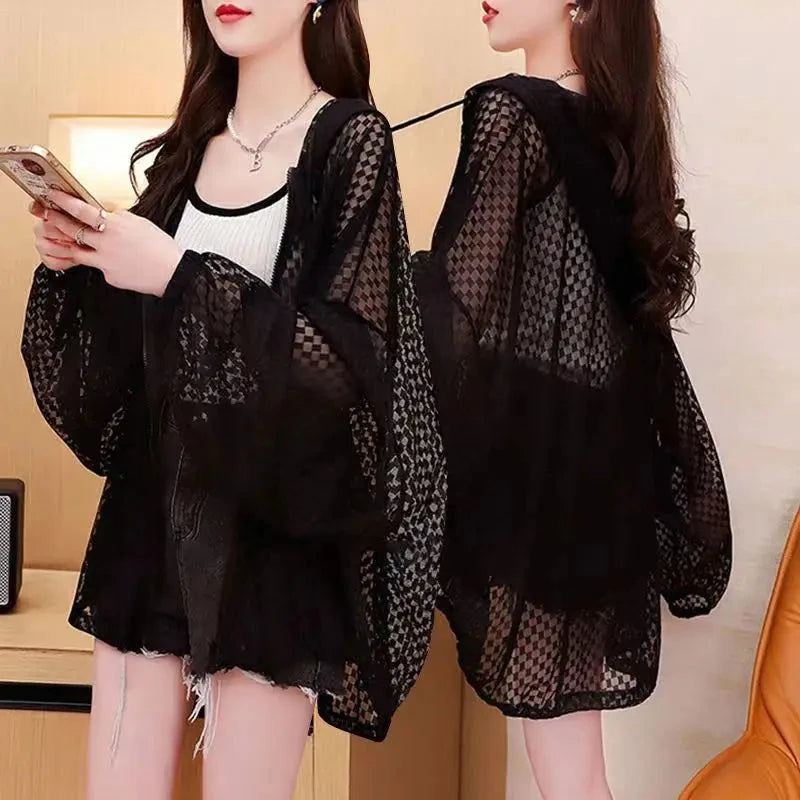 Summer Hooded Jacket Women Windbreaker Sweatshirt Thin Tops GlowCart