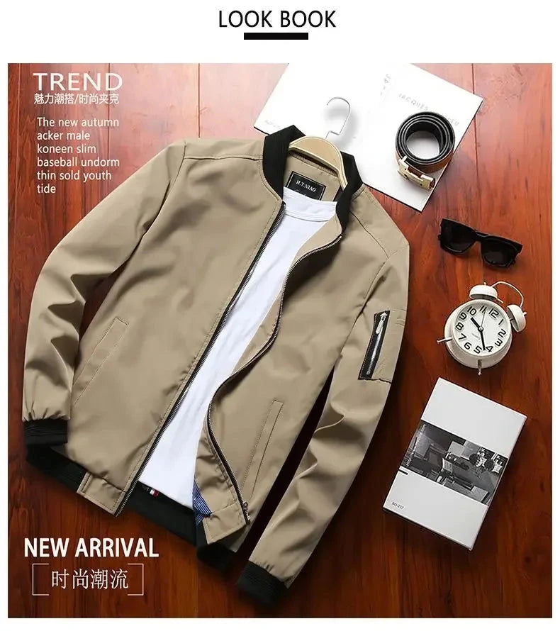 Autumn Spring New Men's Bomber Zipper Jacket Male Casual GlowCart