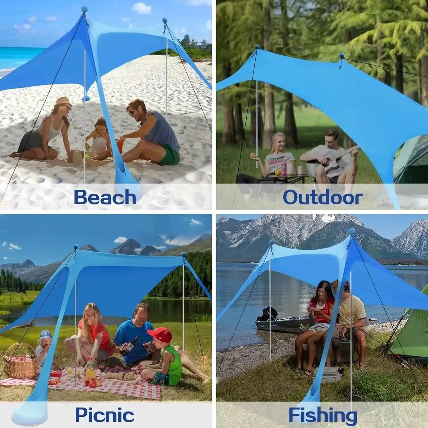Camping Tent Windproof Pop Up Awning Outdoor Beach Sun Shade GlowCart