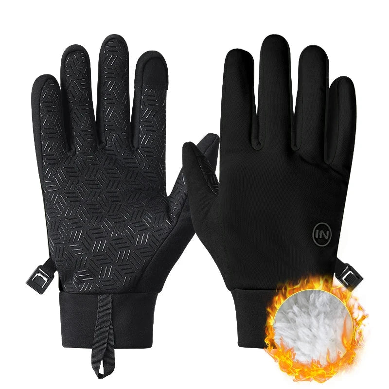 INBIKE Windproof Fleece Men's Cycling Gloves Warm Full Finger Touch Screen Shock Absorbing Anti-Slip Long Finger Road Bike GlowCart