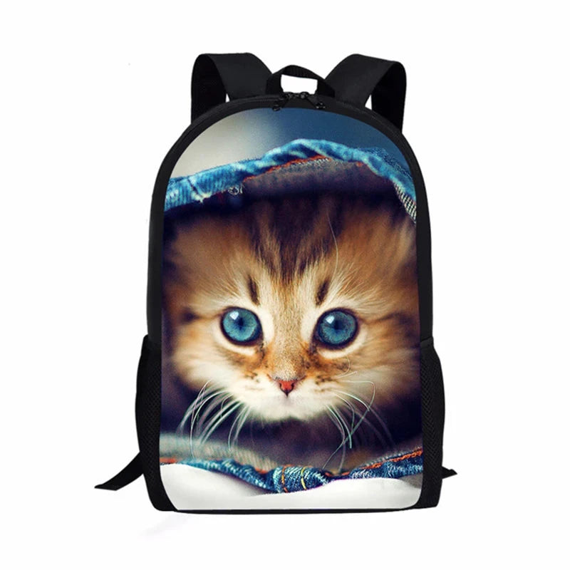 Trendy Popular Cat Notebook Backpacks pupil School Bags 3D GlowCart