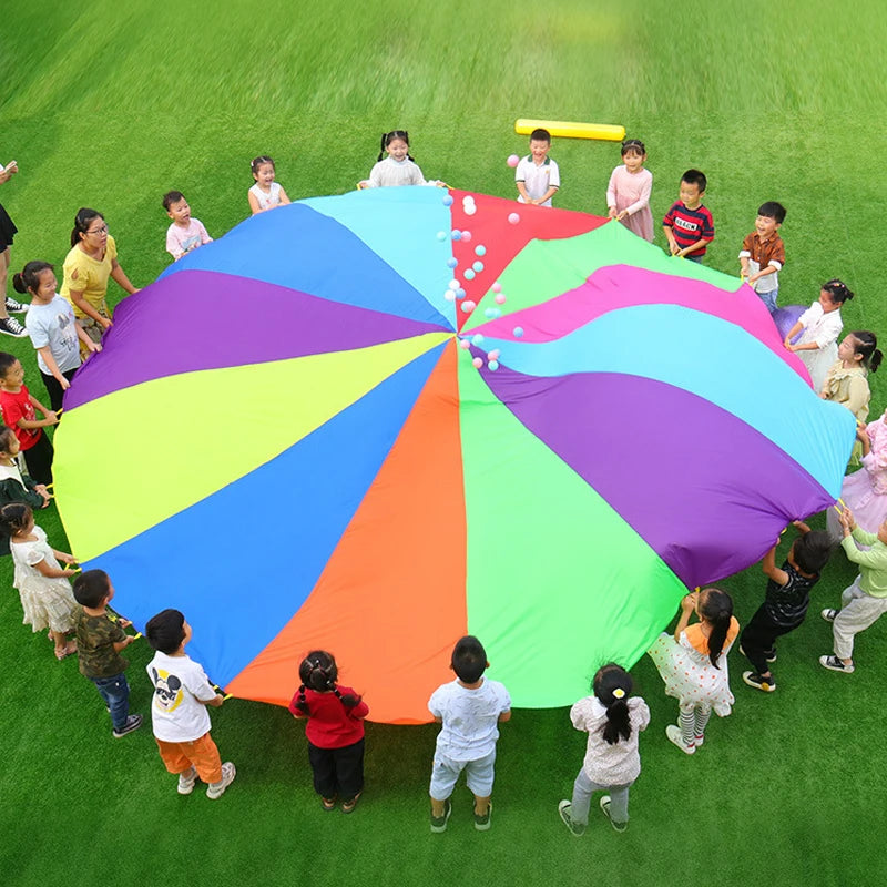 Outdoor Children Games Kids Play Rainbow Parachute Toy 2M 3M 5M Cooperative Teamwork Activities Party Carnival Fun Favors GlowCart