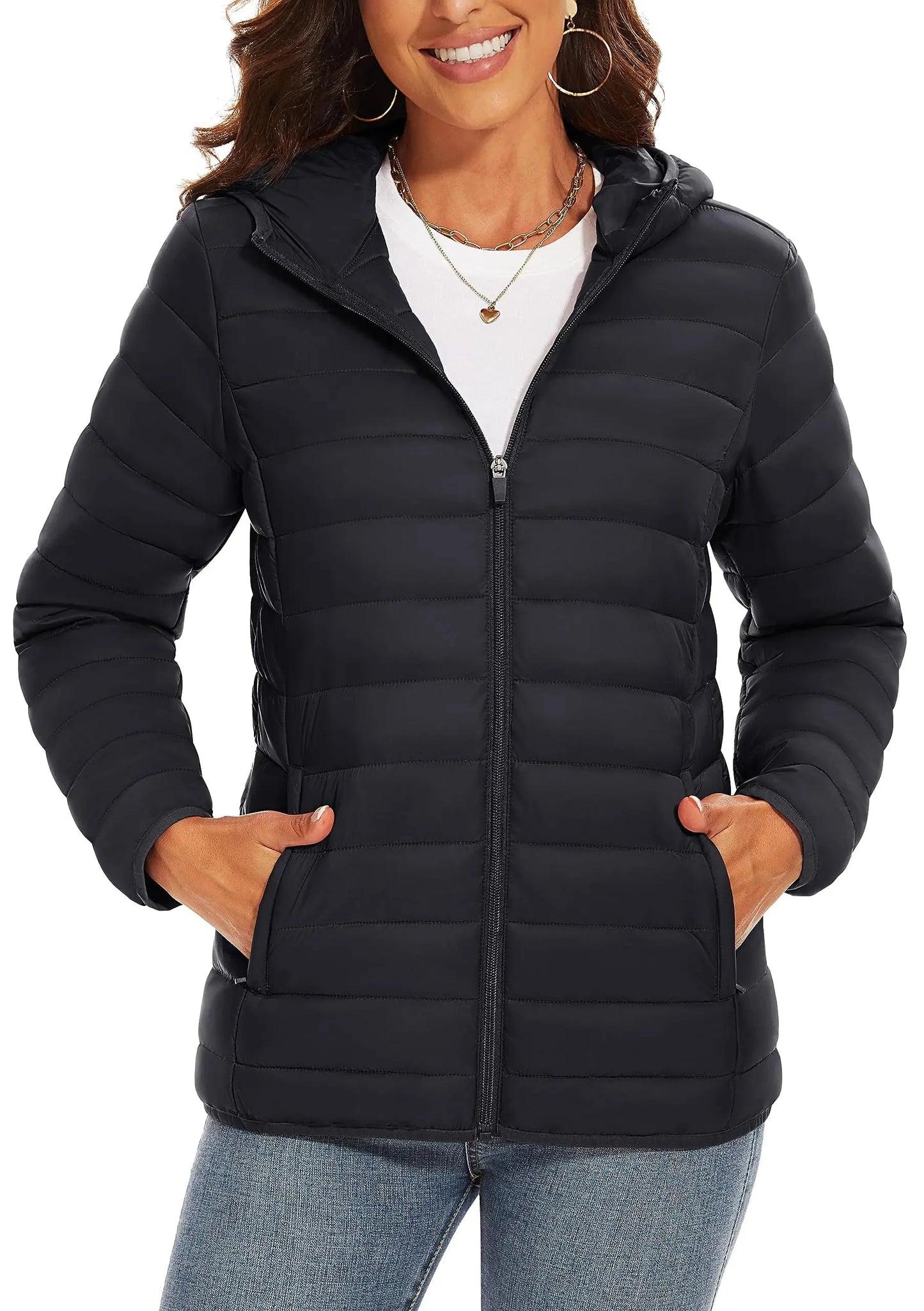 TACVASEN Full Zip Up Hooded Puffer Jacket Womens Winter GlowCart