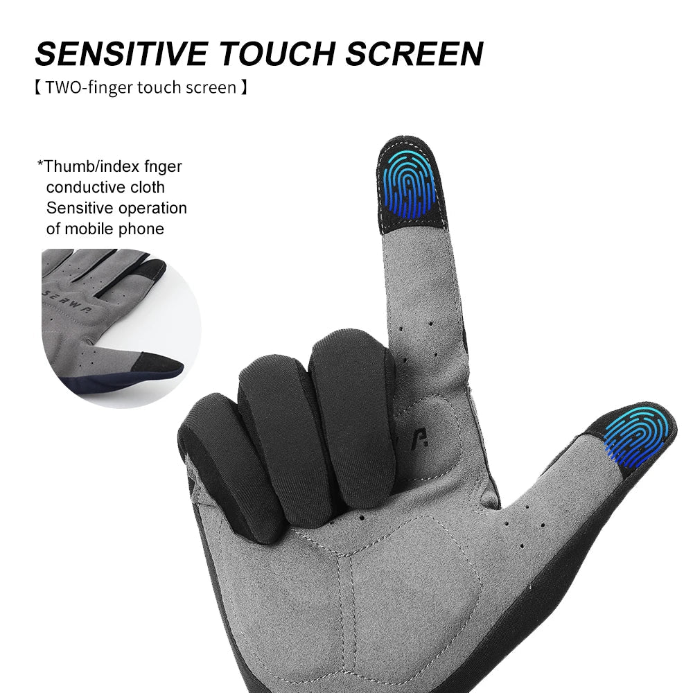 HISERWA Men Women Winter Warm Full Finger Cycling Gloves Outdoor Sports Anti Shock Touch Screen Anti Slip MTB Road Bike Gloves GlowCart