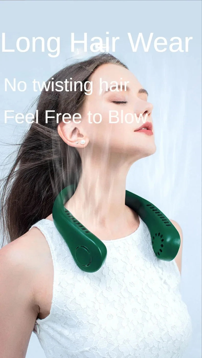Portable Neck Fan, Mini Bladeless Hanging Neck Fan 1200mAh