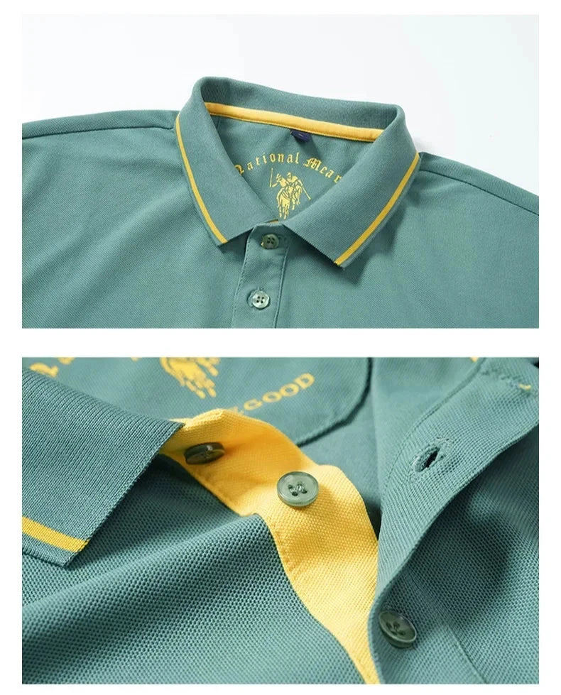 summer Men's Short Sleeve Embroidered Polo T-Shirt GlowCart