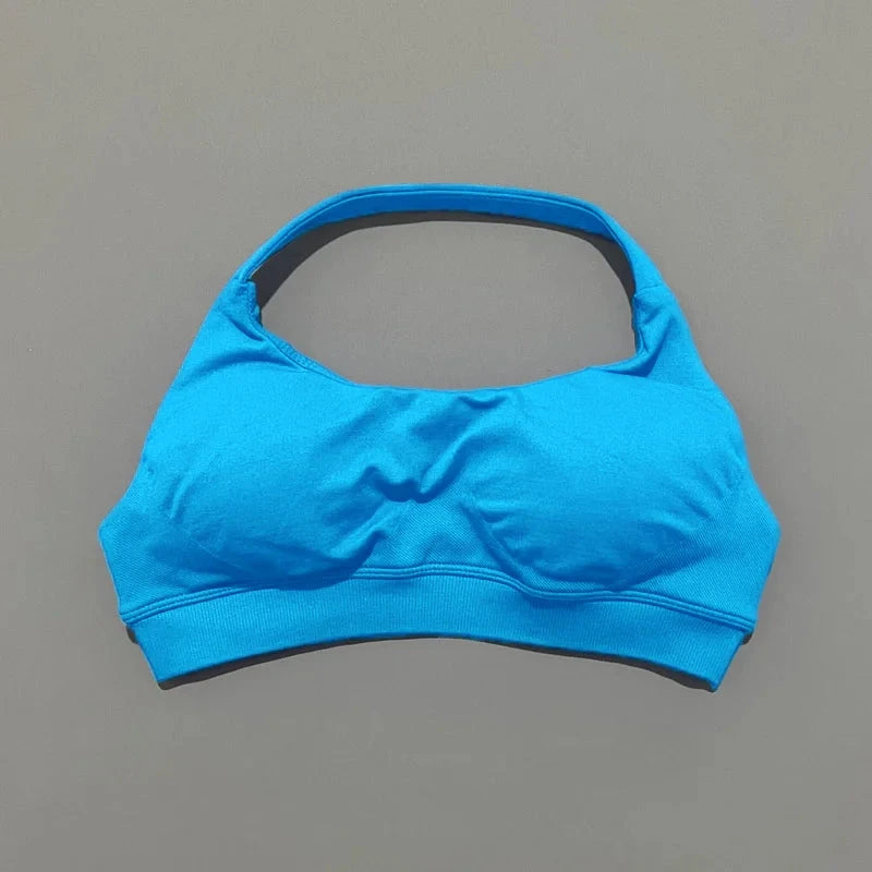 HISTELLO Impact Sports Bra Women Seamless Halter Clothes Push-up Vest Brassiere Gym Top Backless Yoga Workout Running Underwear GlowCart