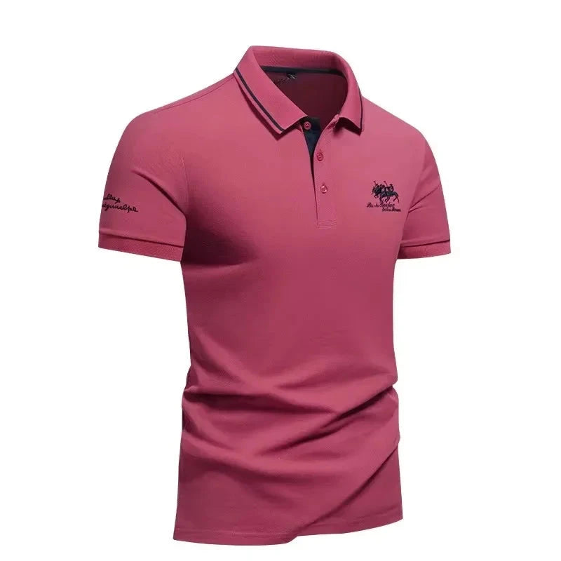summer Men's Short Sleeve Embroidered Polo T-Shirt GlowCart