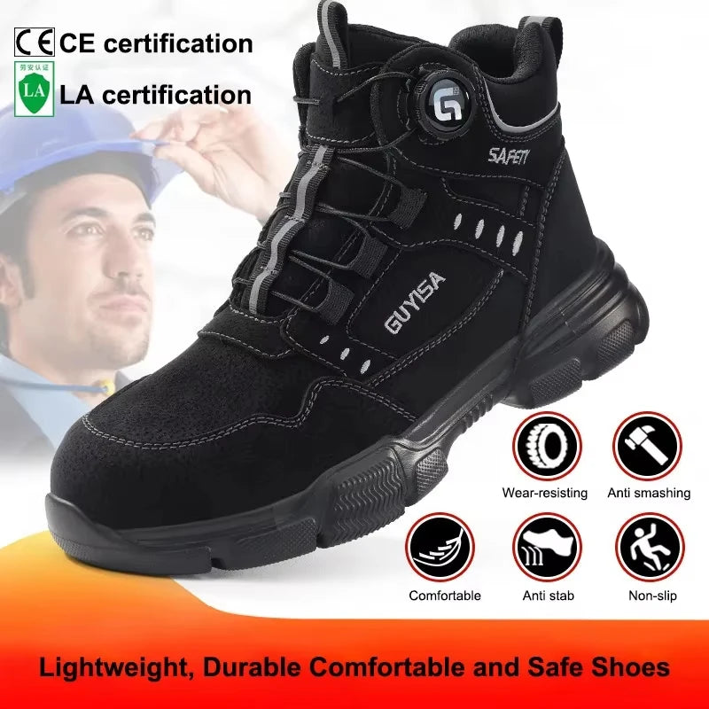 Men's Rotating Button Anti-Smash Anti-puncture Steel toe work Safety Shoes Men Work Boots Protective Women Sneakers Shoes GlowCart