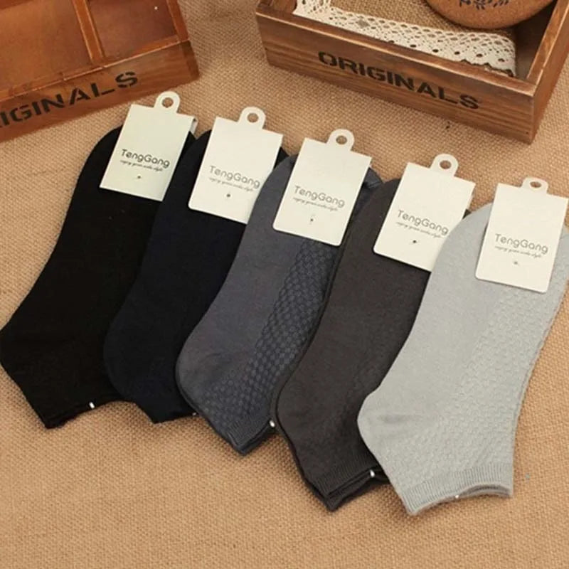 Quality Bamboo Fiber Sock New Compression Men Casual Business Anti-Bacterial Breatheable Solid Color Mid-tube Stockings GlowCart