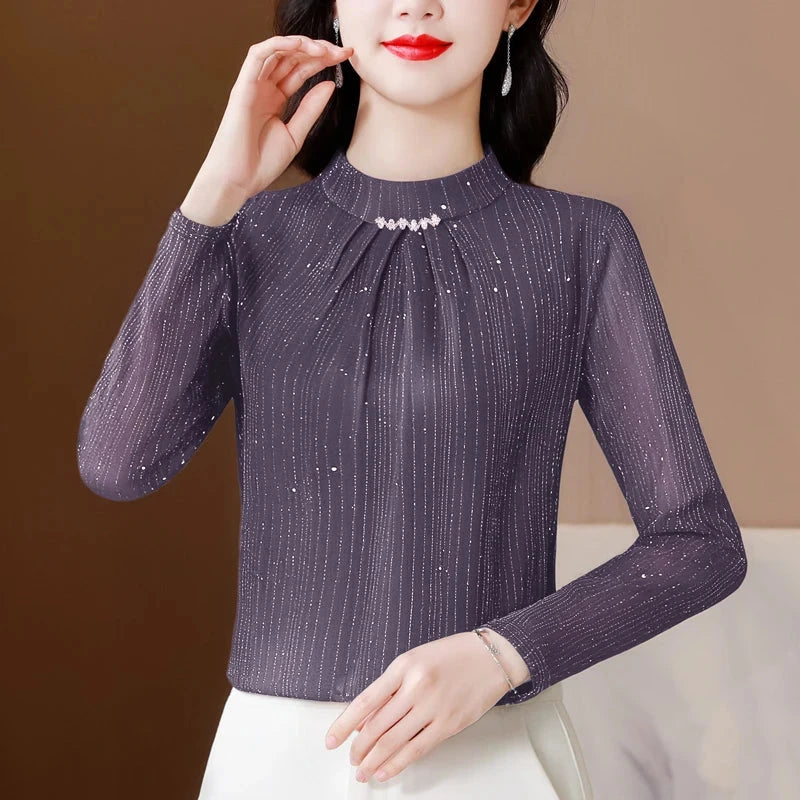 New 2025 Autumn Winter Korean Fashoin Round Neck Bright Silk GlowCart