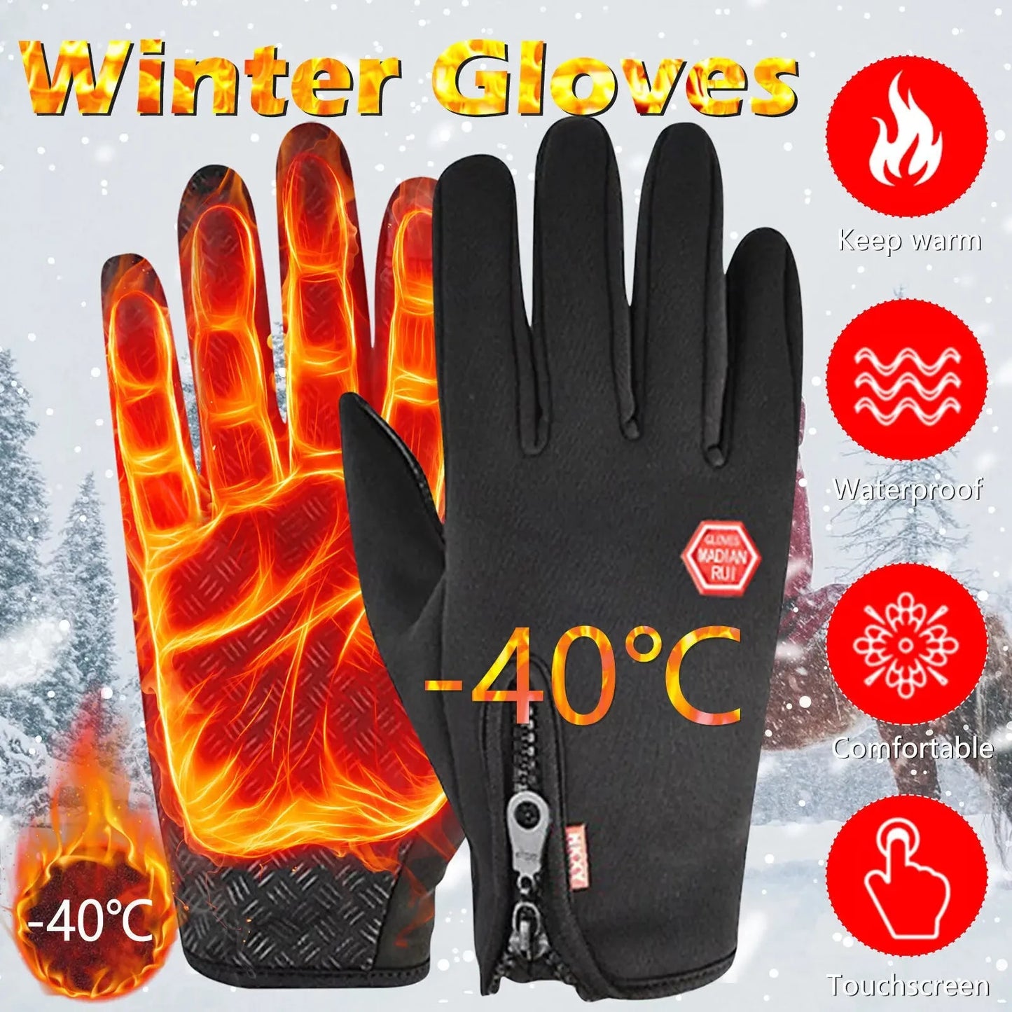 Winter Gloves for Men Women Warm Tactical Gloves Touchscreen GlowCart