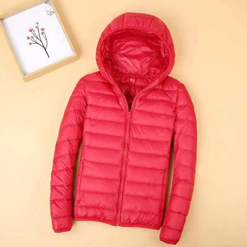 Autumn and winter hooded down jacket women's 2025 new simple GlowCart
