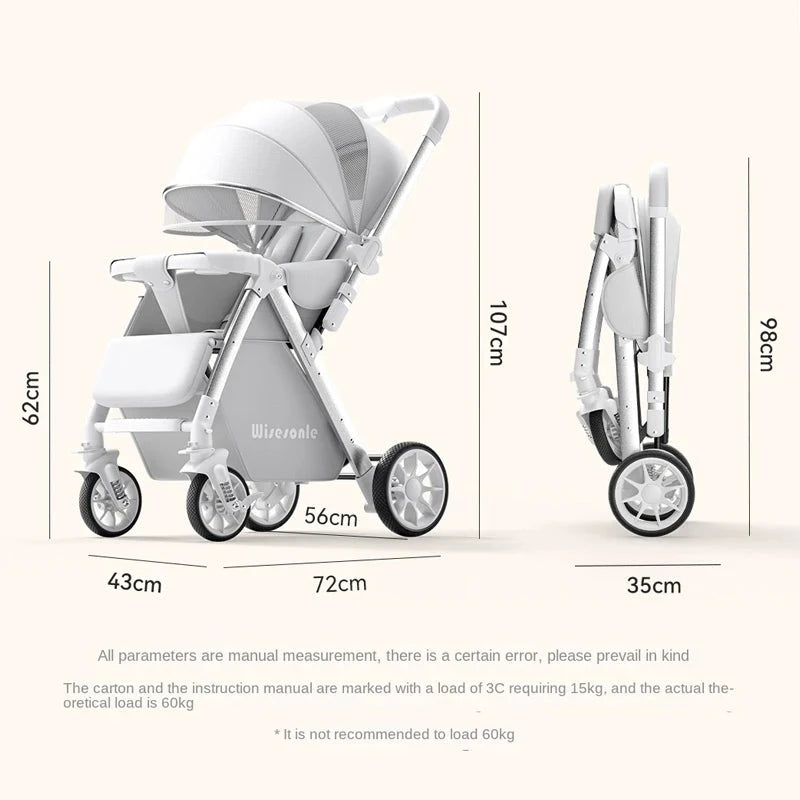Upgraded Baby Strollers can Sit and Lie Down High Landscape Lightweight Folding Two-way Stroller Children Stroller GlowCart