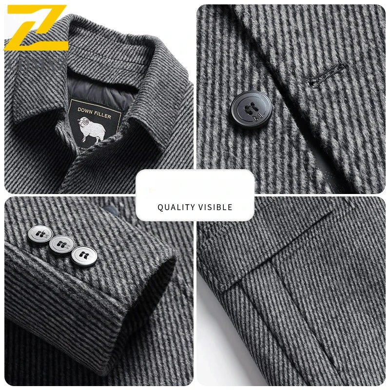 COMXZ Men Long Down Jacket Fashion Lapel Outdoor Office GlowCart