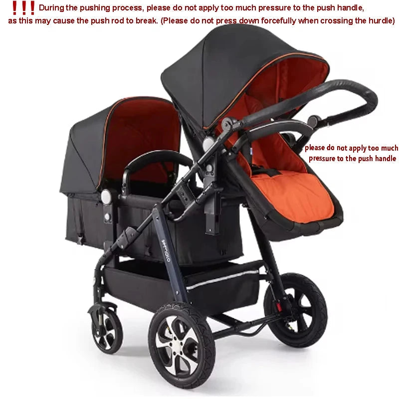 New Twins baby stroller 2 in 1,travel baby carriage, Newborn Pram,Portable Kids Stroller, double baby stroller four wheels GlowCart