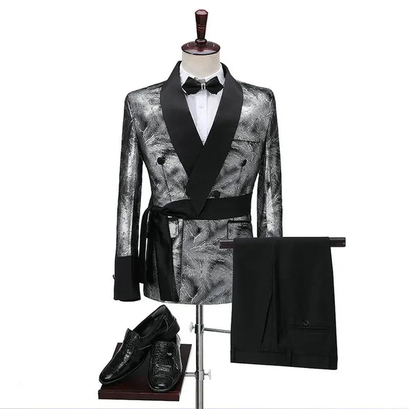 Latest Design Houndstooth Jacket Men‘s Suit Set Brown Pant GlowCart