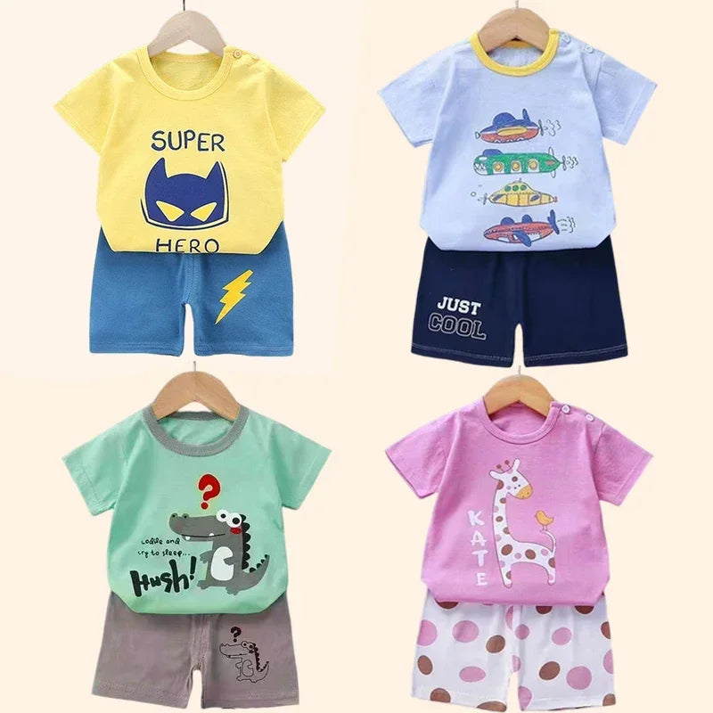2PCS Children's Sets mother Kids Clothes Boys Girl T-shirt