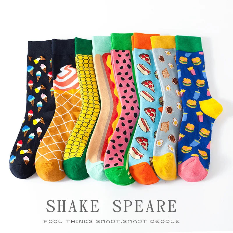 8 Pairs Novelty Fashion Happy Men and Women Casual Socks Funny Space Grid dots Crew Socks GlowCart