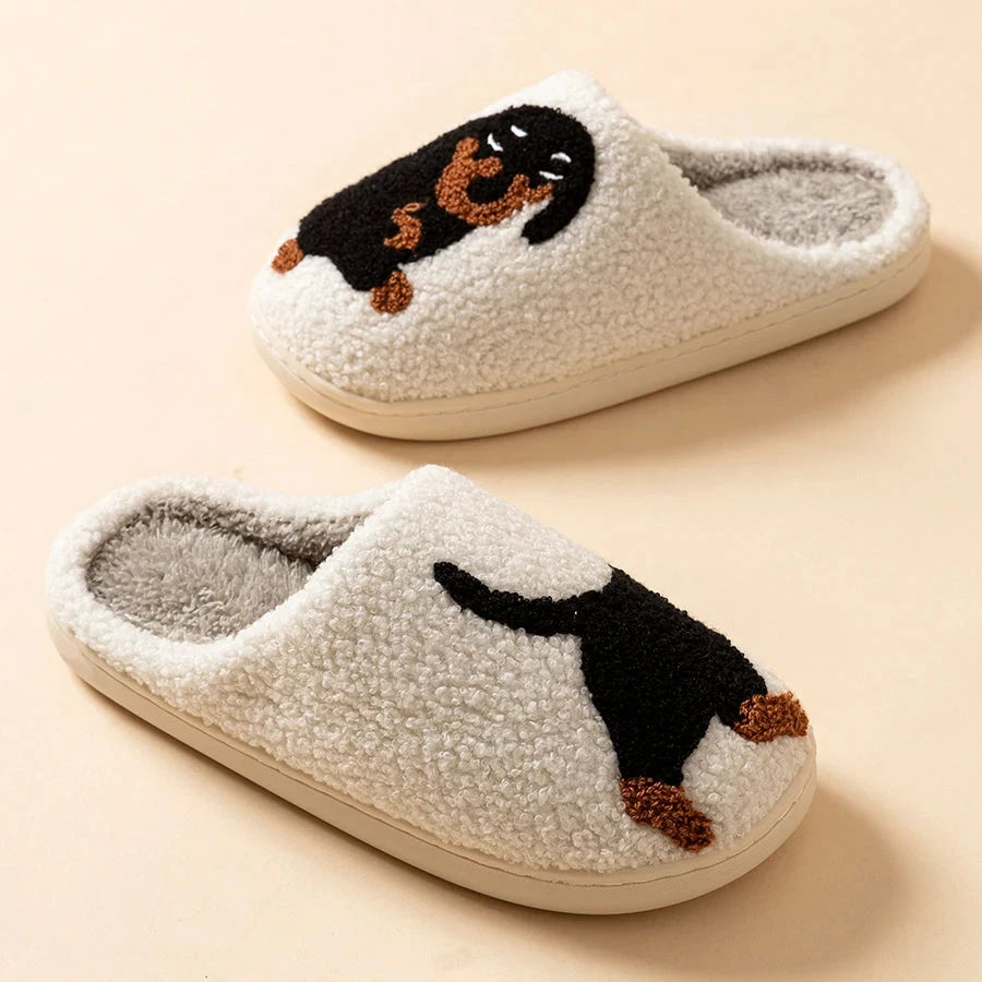 Cartoon Cute and Interesting Dachshund Dog Women Slippers GlowCart