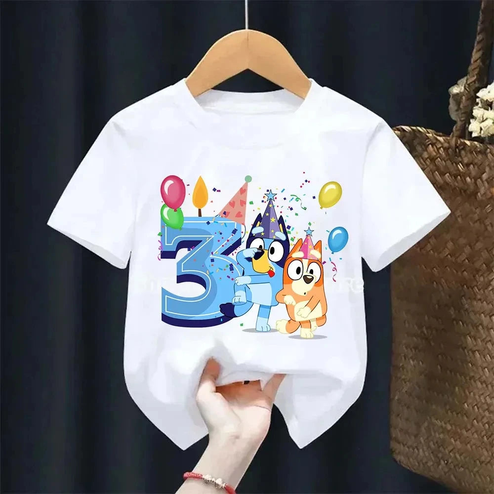 Boys Girl Summer Short Sleeve Children T-shirt Cartoon Birthday Digital Print Breathable Baby Tee Tops Y2k Kawaii Kids Clothing GlowCart