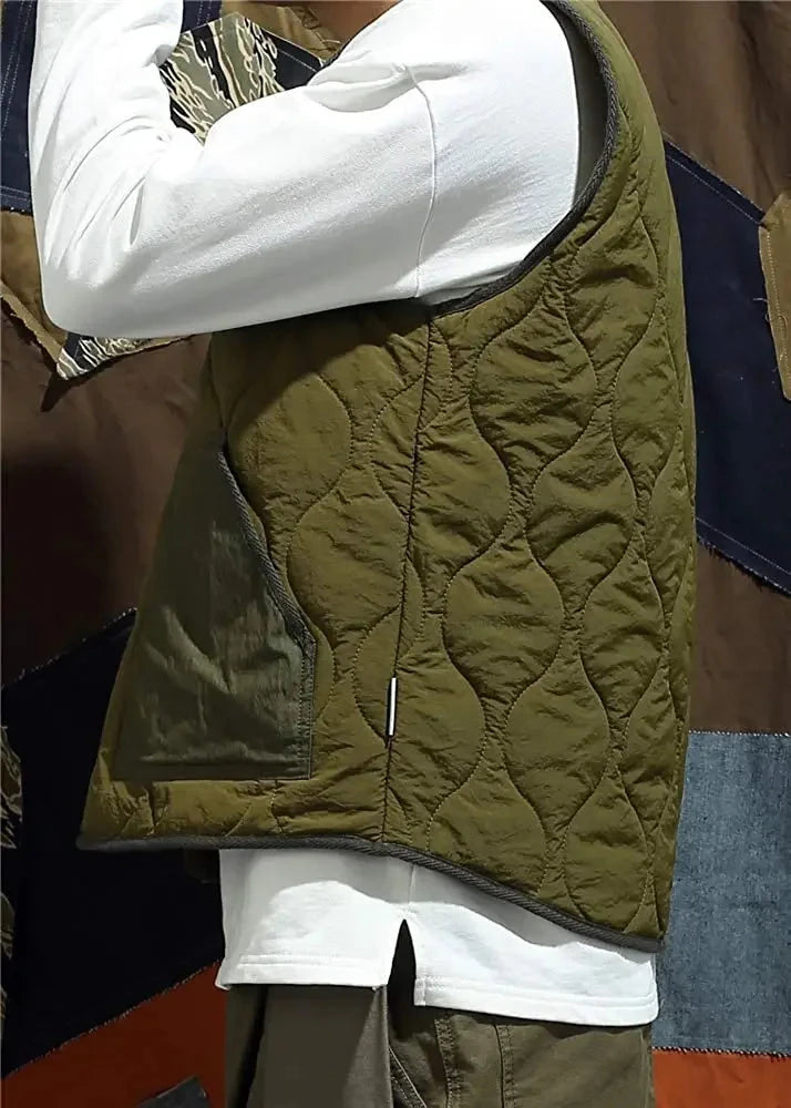 Vintage Cotton Padded Vest Mens Sleeveless Quilted Jacket GlowCart