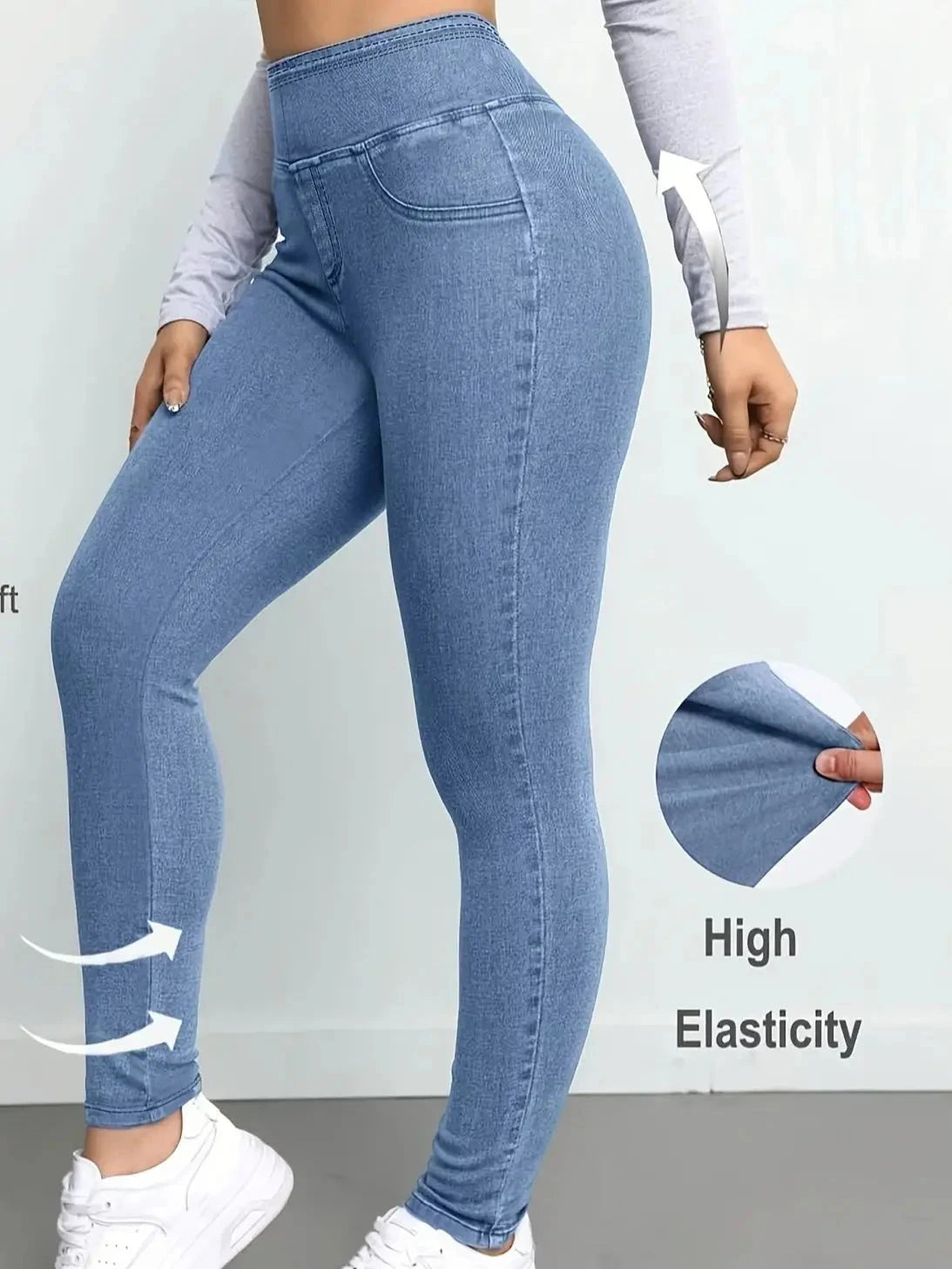 Women's Slim Fit Autumn Leggings with Full Length Denim-Look GlowCart