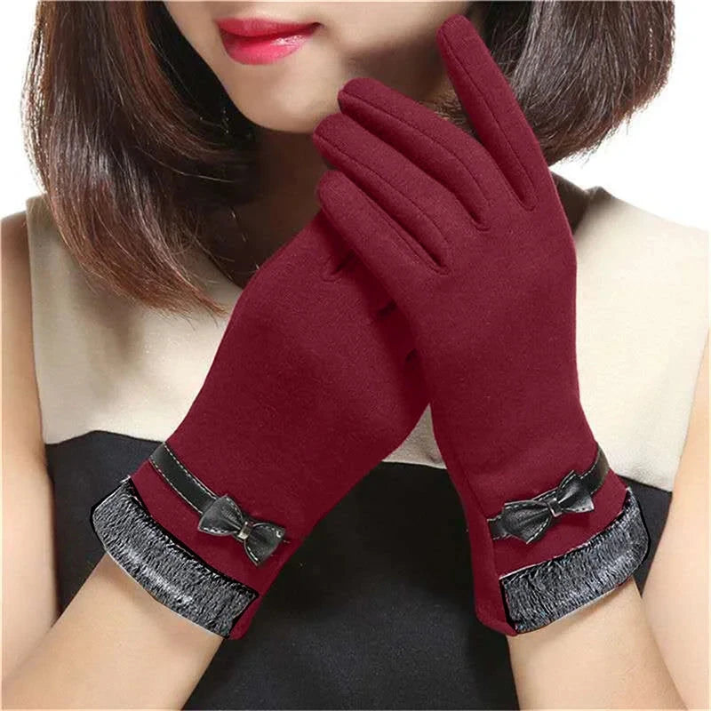 New Fashion Grace Lady Gloves Women Winter Vintage Bow-Knot GlowCart