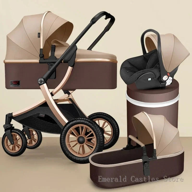 Baby stroller 3 in 1 High Landscape Stroller Reclining Baby Carriage with car seat Foldable Stroller Bassinet Puchair Newborn GlowCart