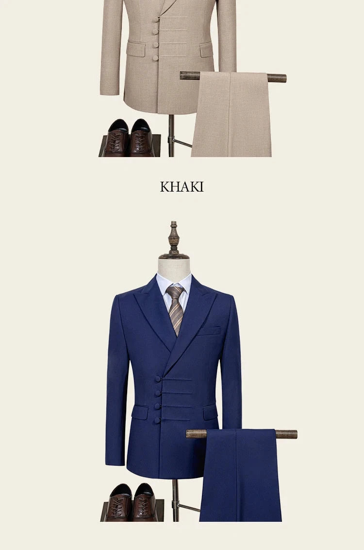 ST Cassy Elegant man suit for wedding peach Slim Fit Double GlowCart