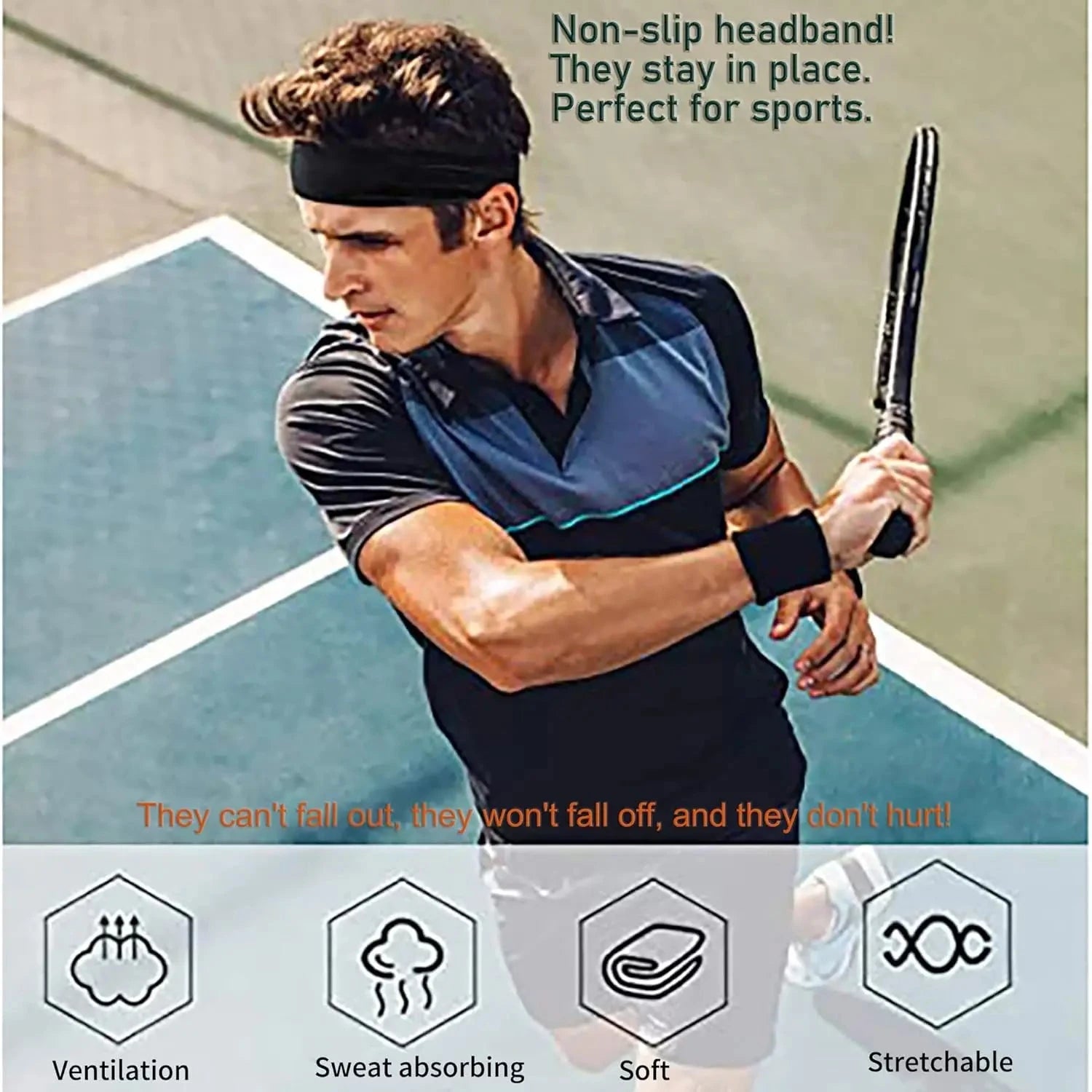 Wireless Bluetooth 5.3 Headphones Sweatproof Sports Headband GlowCart