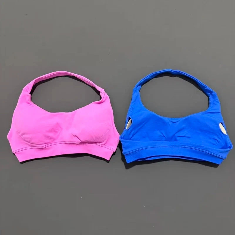 HISTELLO Impact Sports Bra Women Seamless Halter Clothes Push-up Vest Brassiere Gym Top Backless Yoga Workout Running Underwear GlowCart
