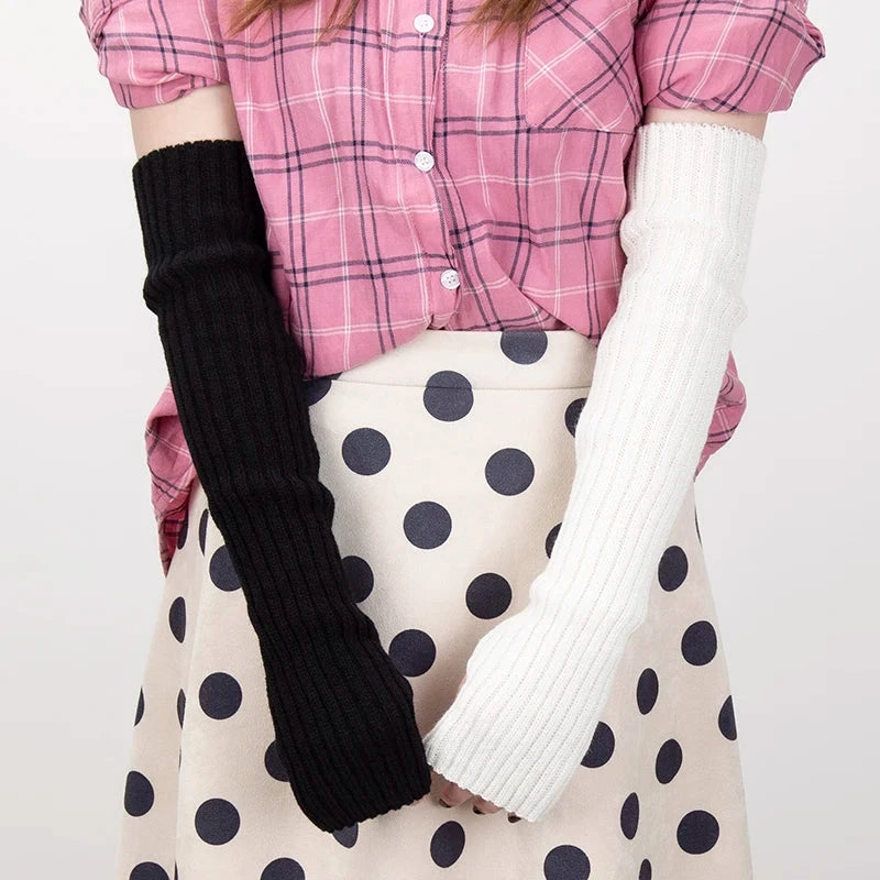 Women Long Fingerless Gloves Soft Female Glove Lolita Kawaii GlowCart