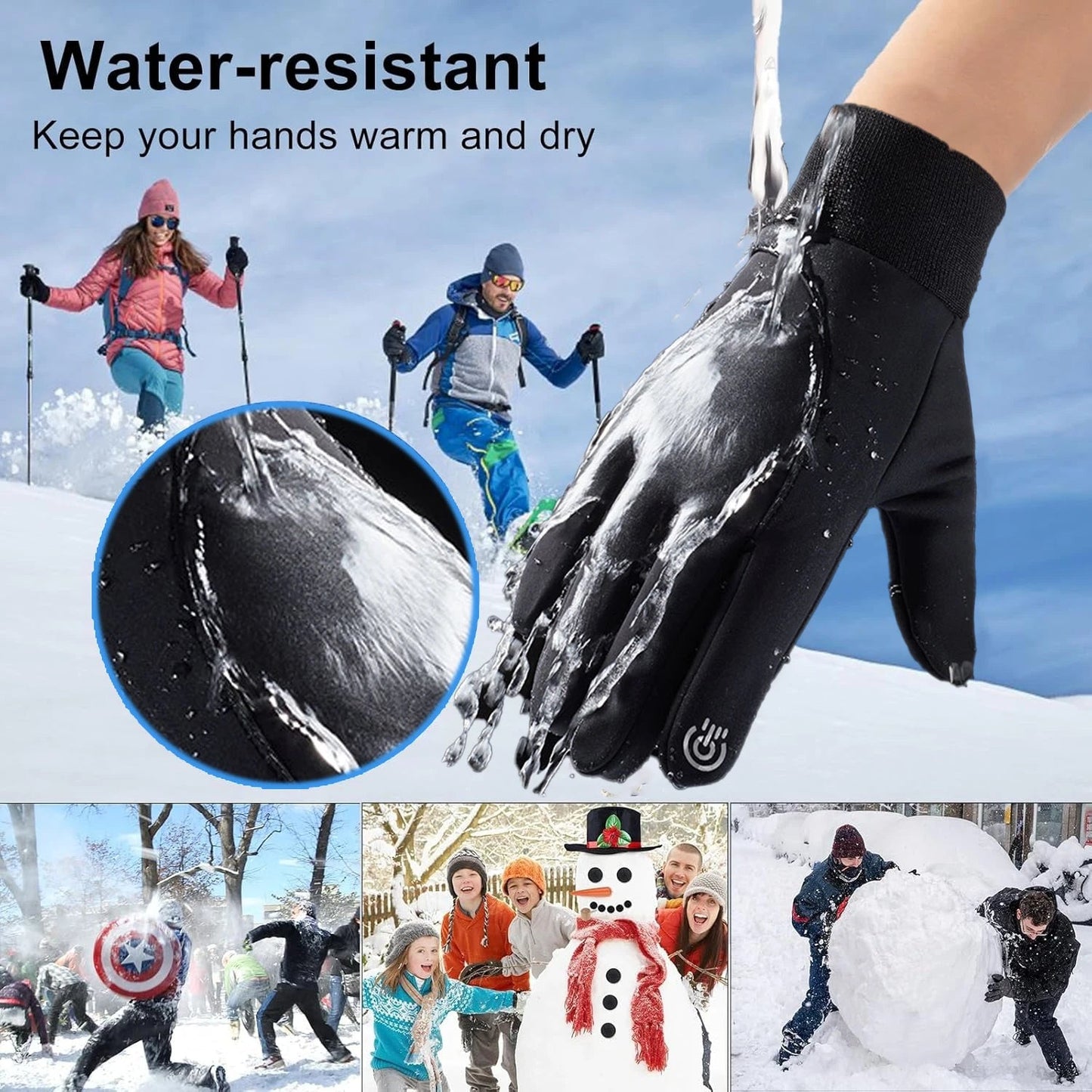 YANBIGUO Winter Men's Cycling Gloves With Warm Fleece,Touchscreen Outdoor Gloves,Waterproof/Windproof/Anti Slip for Fishing GlowCart