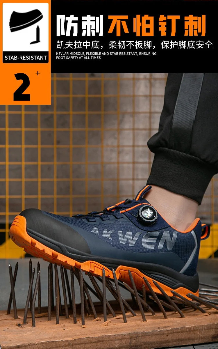 High-top men's all-season universal steel head anti-smash anti-puncture rotating buckle non-slip wear-resistant safety shoes GlowCart