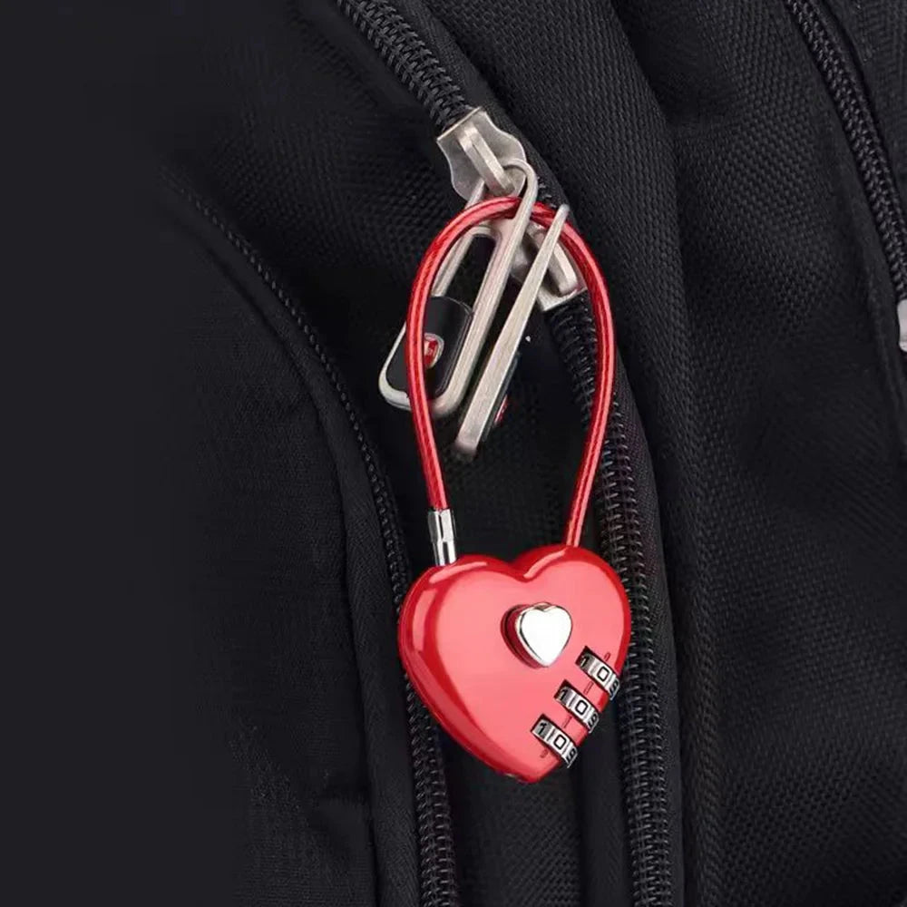 INS Korean Red Heart Lock Keychain Bag Charms Y2k Emo GlowCart