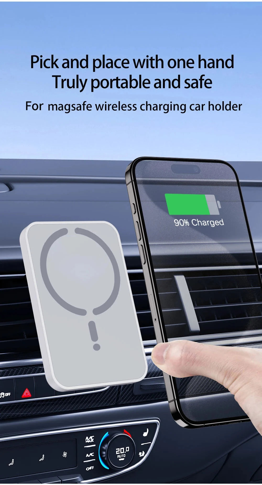 15W Magnetic Car Wireless Charger For Magsafe iPhone 12 13 GlowCart