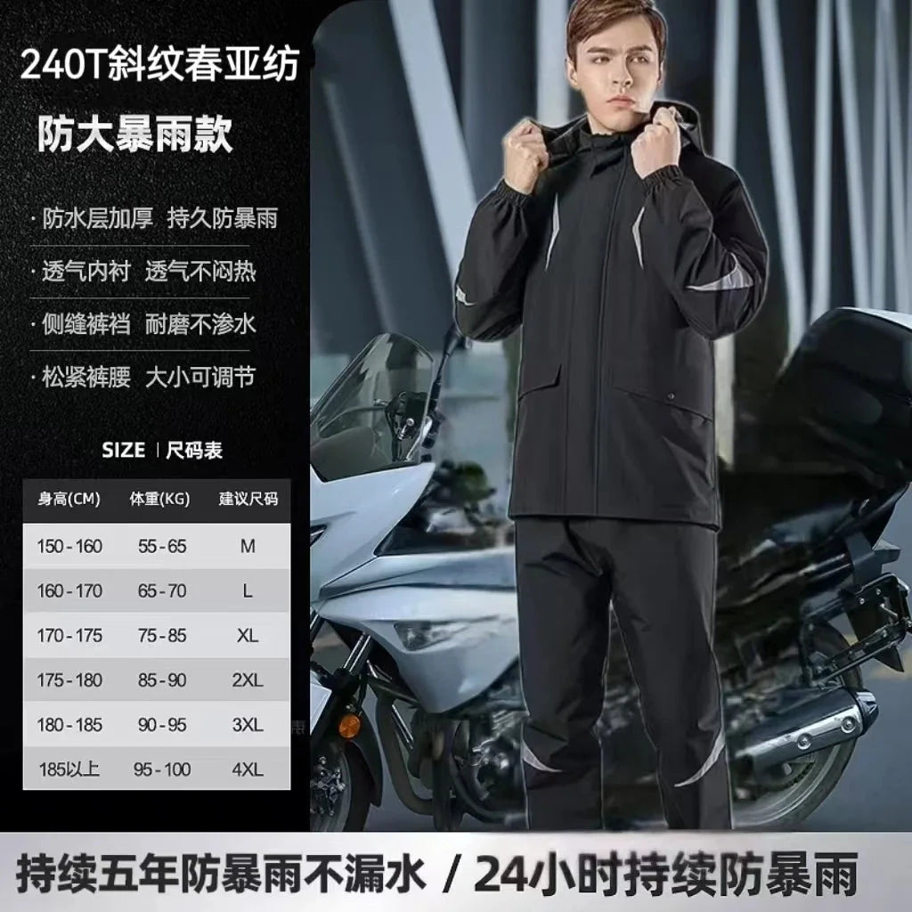 2025 New Motorcycle Raincoat Jacket Men Windproof Split Rain GlowCart