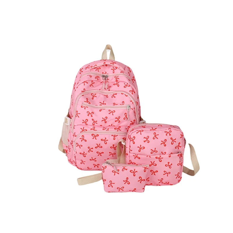 3Pcs/Set Bow Print Backpack with Crossbody Bag and Small GlowCart