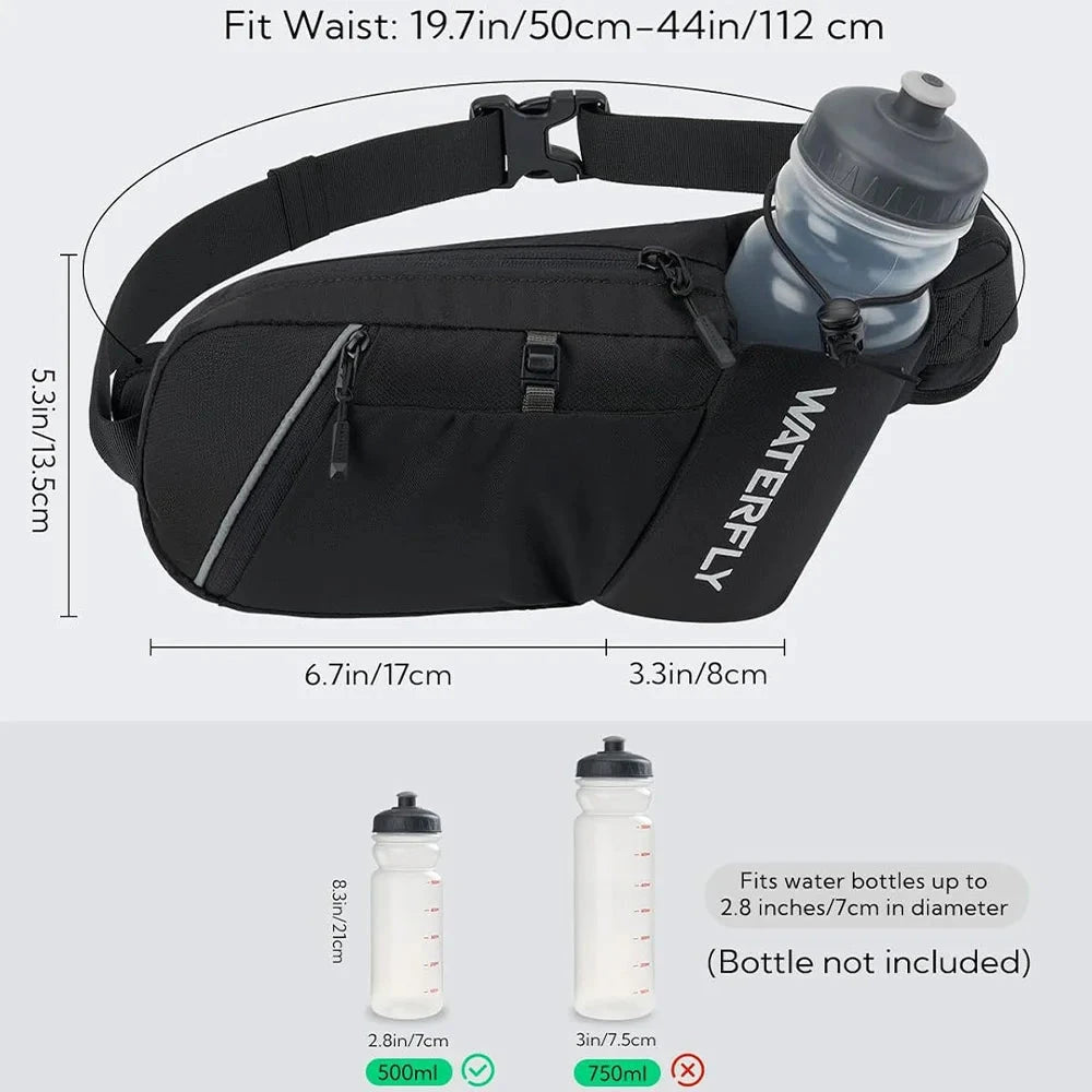 WATERFLY Fanny Pack Waist Bag: Hiking Water Bottle Holder with Strap Waist Pack for Women Men Hydration Hip Packs for Running GlowCart