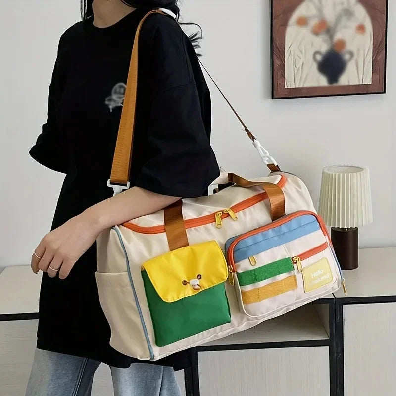 Large Capacity Oxford Fabric Gym Duffel Bag with Shoe GlowCart