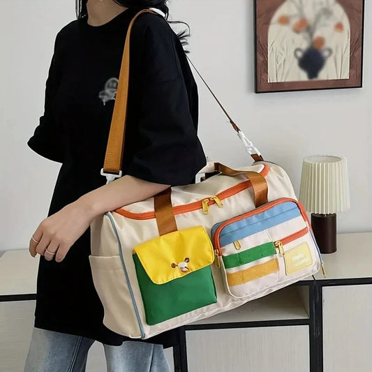 Large Capacity Oxford Fabric Gym Duffel Bag with Shoe GlowCart