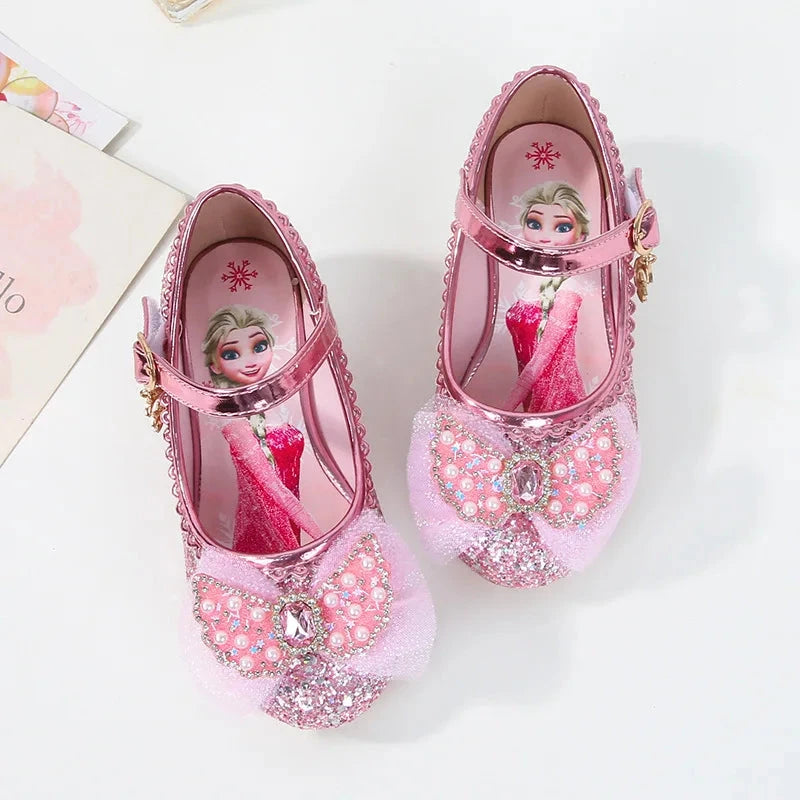 Disney Girls' Princess  Sandals Shoes Children's Shoes Elsa Children's Shoes Girls Fashion Baby Pink Blue High Heel Shoes Size GlowCart