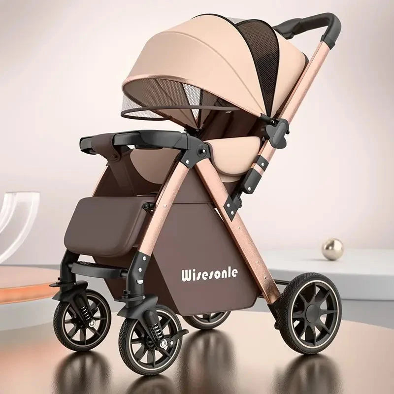 Lightweight baby stroller, high landscape stroller,can sit or lie down in both directions,suitable for babies aged 0-5 years old GlowCart