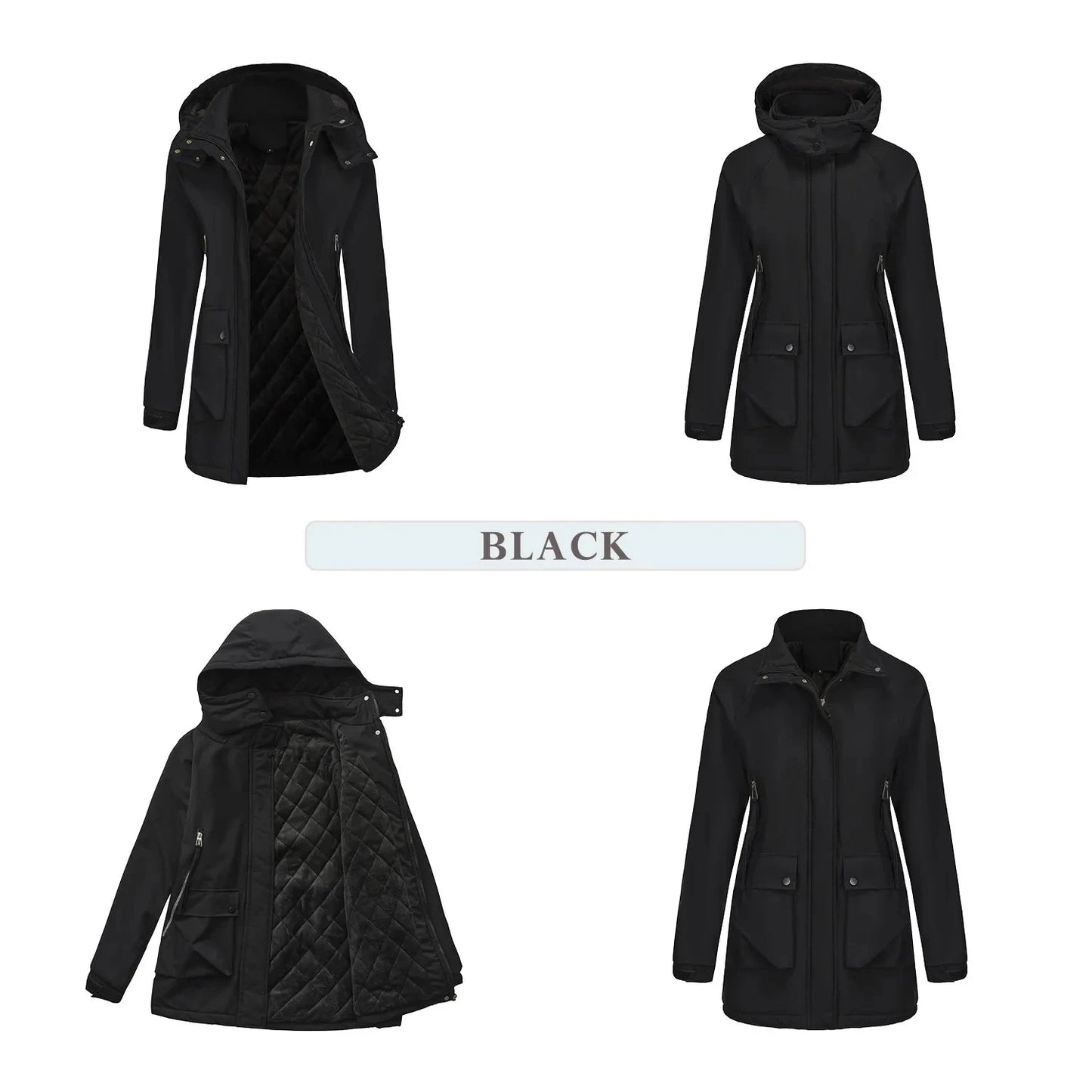 Women's Winter Jacket Coat Detachable Cap Fleece Down Parka GlowCart